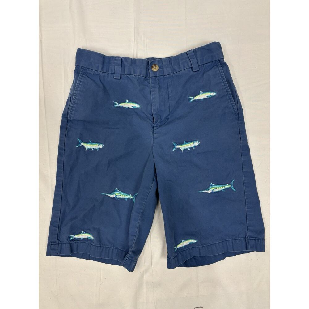 Vineyard Vines Blue Embroidered Fish Breaker Shorts size Boy's 12 Coastal Preppy